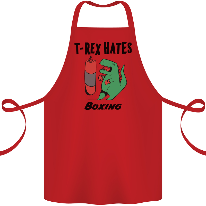 T-Rex Hates Boxing Funny Boxer MMA Sport Cotton Apron 100% Organic Red