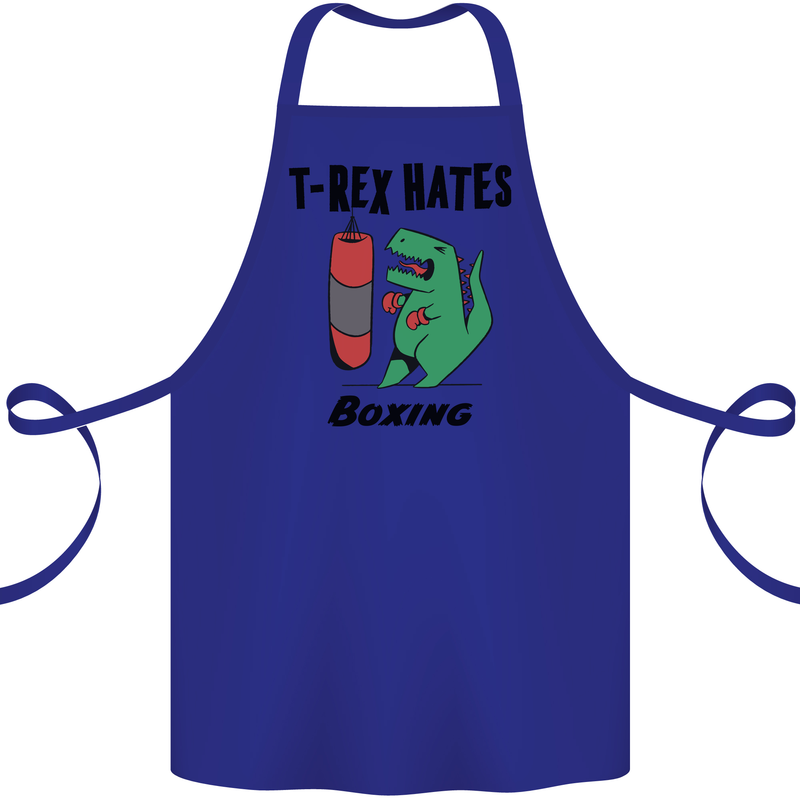 T-Rex Hates Boxing Funny Boxer MMA Sport Cotton Apron 100% Organic Royal Blue
