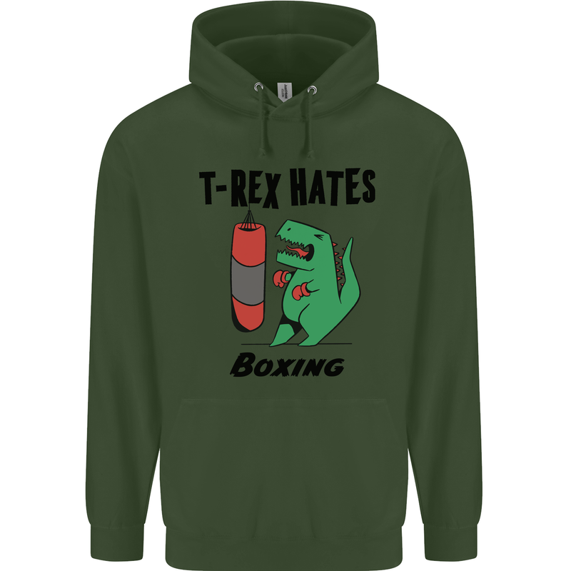 T-Rex Hates Boxing Funny Boxer MMA Sport Mens 80% Cotton Hoodie Forest Green