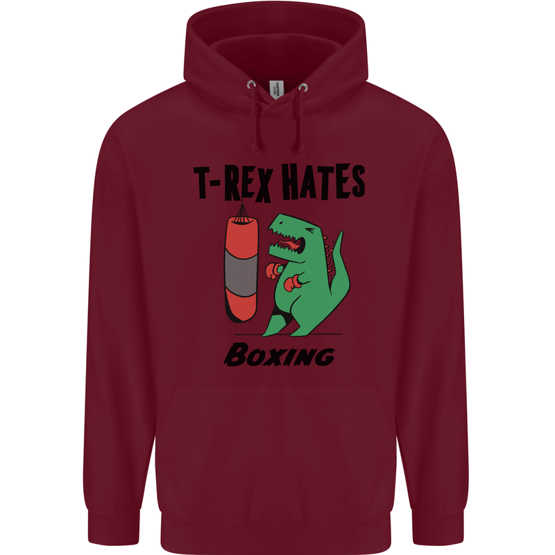 T-Rex Hates Boxing Funny Boxer MMA Sport Mens 80% Cotton Hoodie Maroon
