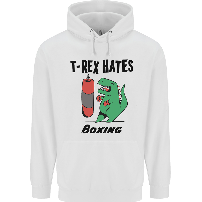 T-Rex Hates Boxing Funny Boxer MMA Sport Mens 80% Cotton Hoodie White