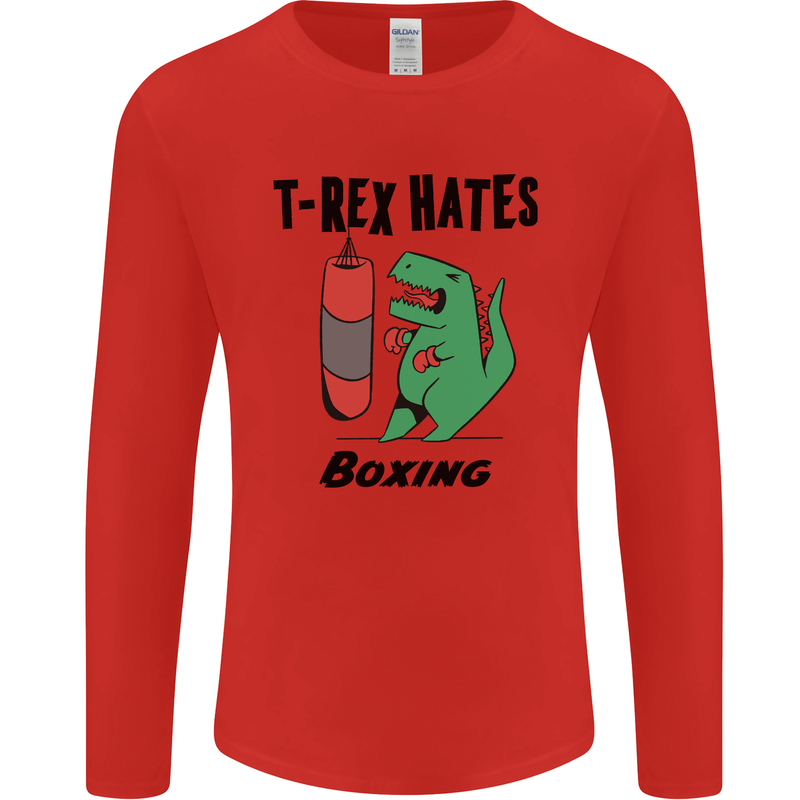 T-Rex Hates Boxing Funny Boxer MMA Sport Mens Long Sleeve T-Shirt Red