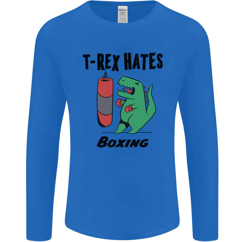 T-Rex Hates Boxing Funny Boxer MMA Sport Mens Long Sleeve T-Shirt Royal Blue