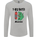 T-Rex Hates Boxing Funny Boxer MMA Sport Mens Long Sleeve T-Shirt Sports Grey