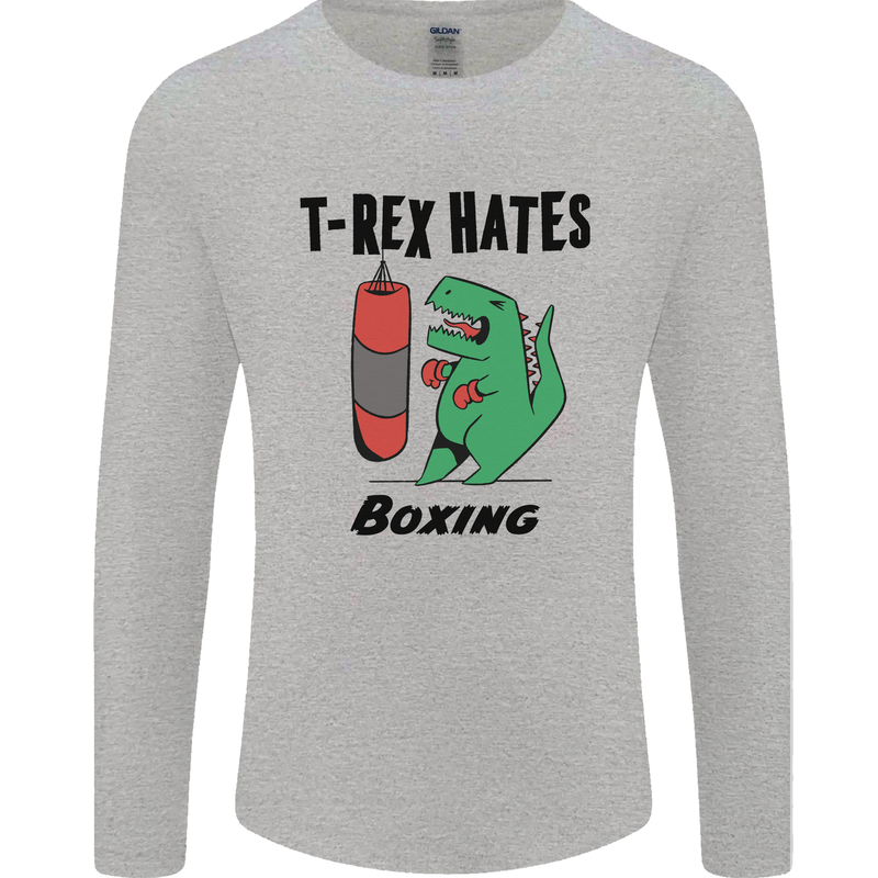 T-Rex Hates Boxing Funny Boxer MMA Sport Mens Long Sleeve T-Shirt Sports Grey