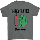 T-Rex Hates Boxing Funny Boxer MMA Sport Mens T-Shirt Cotton Gildan Charcoal