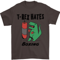 T-Rex Hates Boxing Funny Boxer MMA Sport Mens T-Shirt Cotton Gildan Dark Chocolate