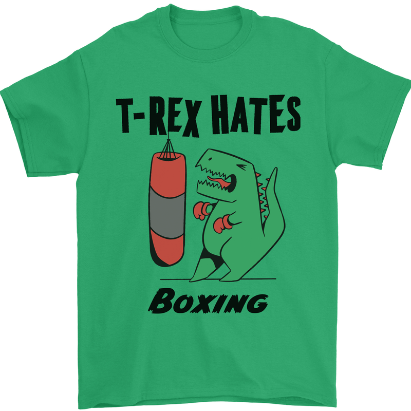 T-Rex Hates Boxing Funny Boxer MMA Sport Mens T-Shirt Cotton Gildan Irish Green