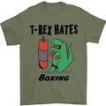 T-Rex Hates Boxing Funny Boxer MMA Sport Mens T-Shirt Cotton Gildan Military Green