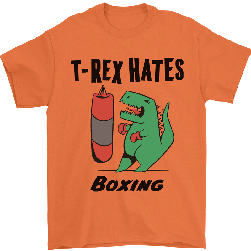 T-Rex Hates Boxing Funny Boxer MMA Sport Mens T-Shirt Cotton Gildan Orange