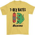 T-Rex Hates Boxing Funny Boxer MMA Sport Mens T-Shirt Cotton Gildan Yellow
