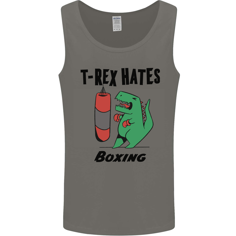 T-Rex Hates Boxing Funny Boxer MMA Sport Mens Vest Tank Top Charcoal