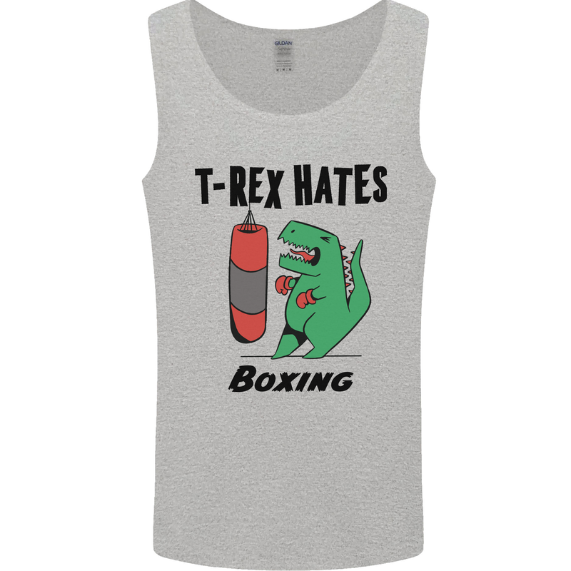 T-Rex Hates Boxing Funny Boxer MMA Sport Mens Vest Tank Top Sports Grey