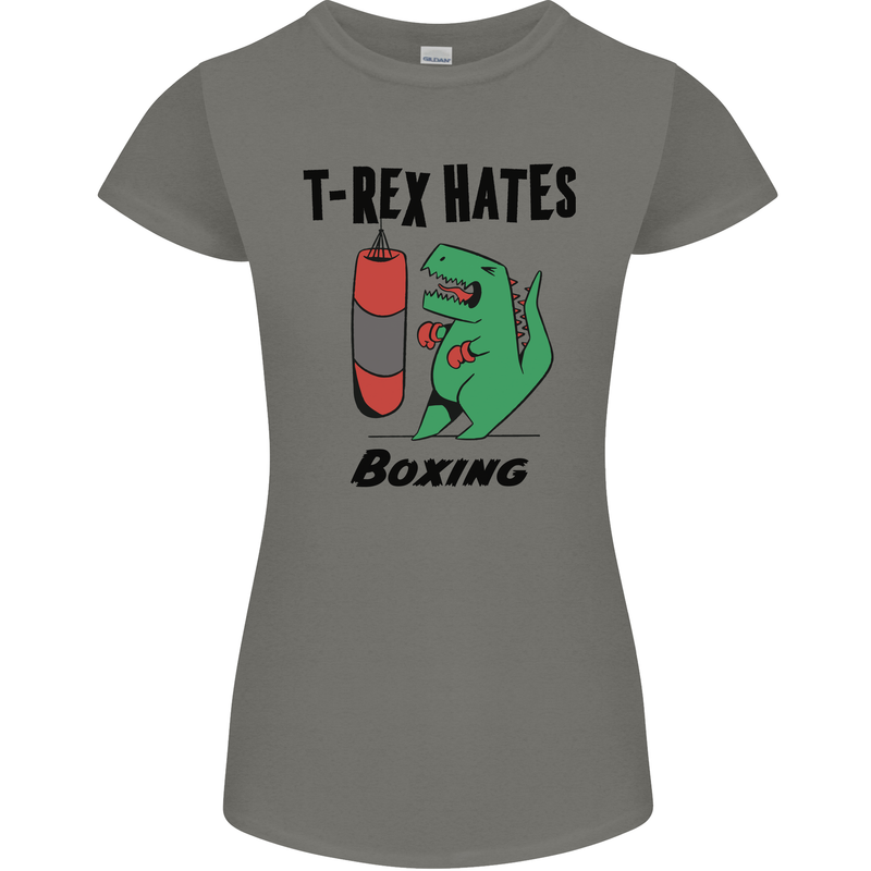 T-Rex Hates Boxing Funny Boxer MMA Sport Womens Petite Cut T-Shirt Charcoal