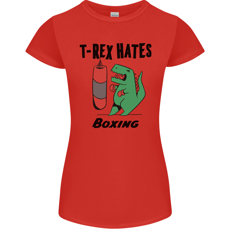 T-Rex Hates Boxing Funny Boxer MMA Sport Womens Petite Cut T-Shirt Red