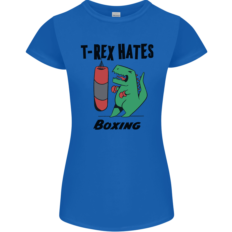T-Rex Hates Boxing Funny Boxer MMA Sport Womens Petite Cut T-Shirt Royal Blue