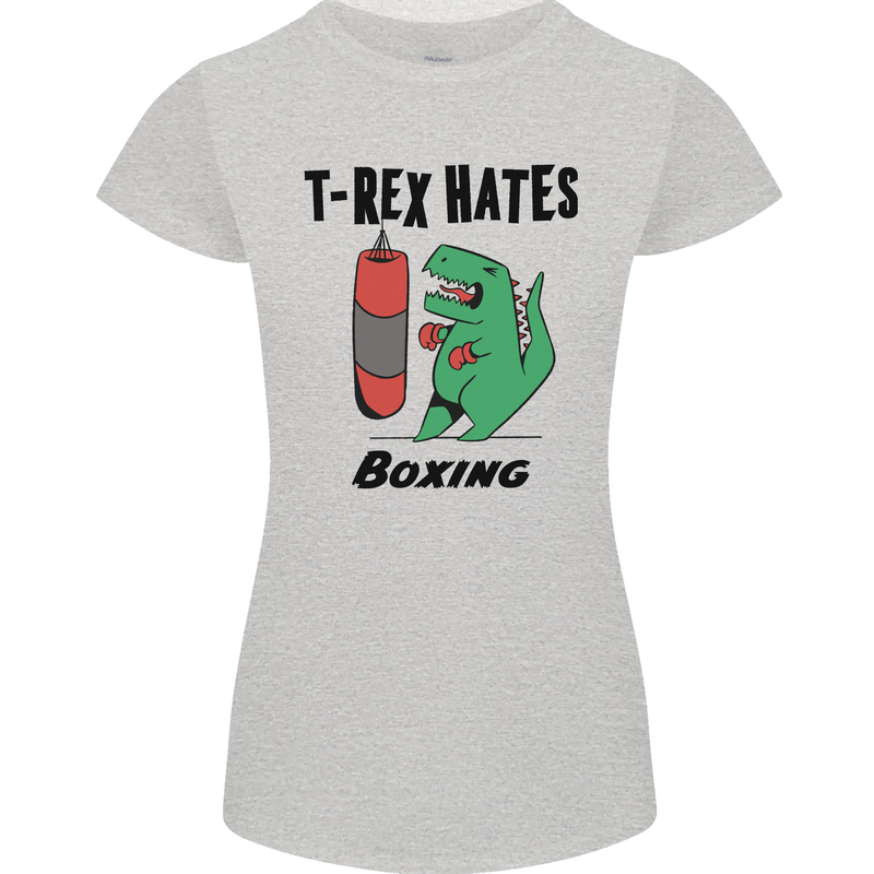 T-Rex Hates Boxing Funny Boxer MMA Sport Womens Petite Cut T-Shirt Sports Grey
