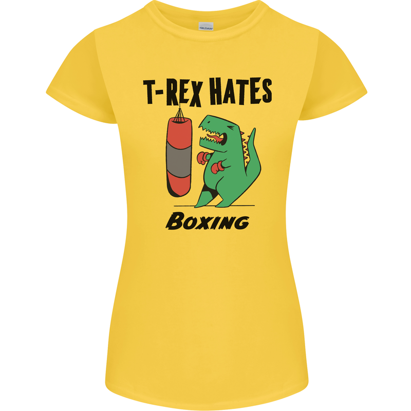 T-Rex Hates Boxing Funny Boxer MMA Sport Womens Petite Cut T-Shirt Yellow