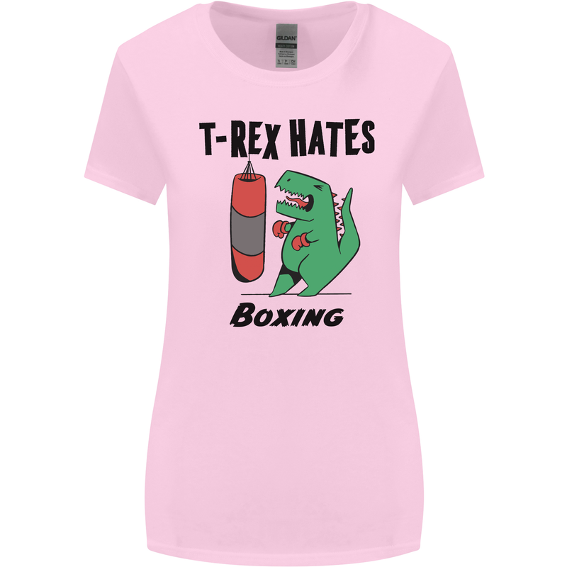 T-Rex Hates Boxing Funny Boxer MMA Sport Womens Wider Cut T-Shirt Light Pink