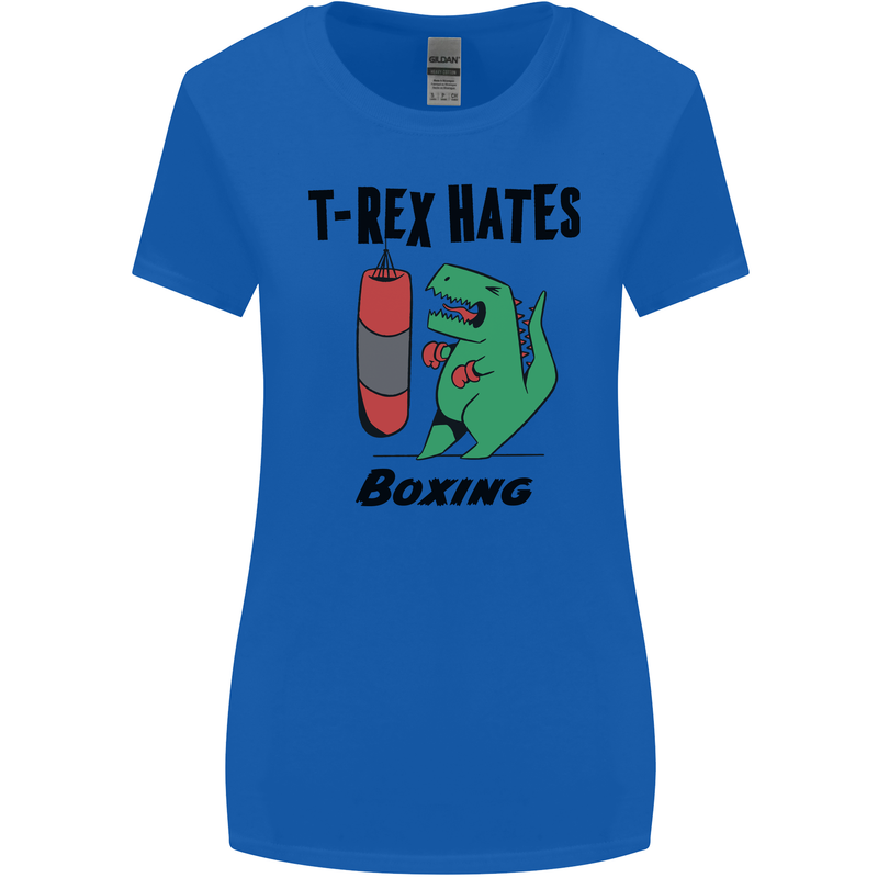 T-Rex Hates Boxing Funny Boxer MMA Sport Womens Wider Cut T-Shirt Royal Blue