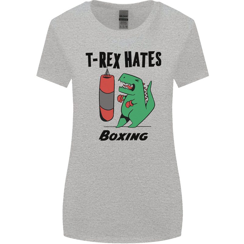 T-Rex Hates Boxing Funny Boxer MMA Sport Womens Wider Cut T-Shirt Sports Grey