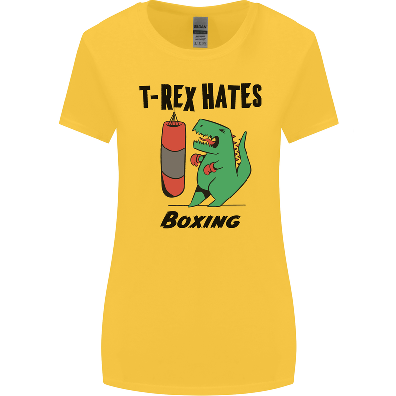 T-Rex Hates Boxing Funny Boxer MMA Sport Womens Wider Cut T-Shirt Yellow