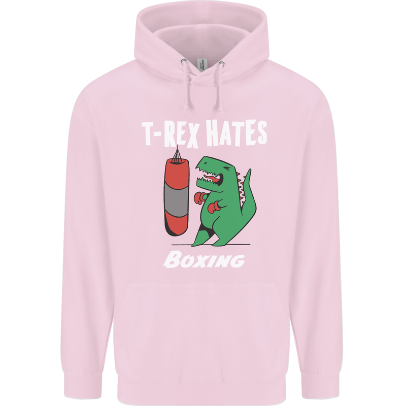 T-Rex Hates Boxing Funny Boxer Sport MMA Childrens Kids Hoodie Light Pink