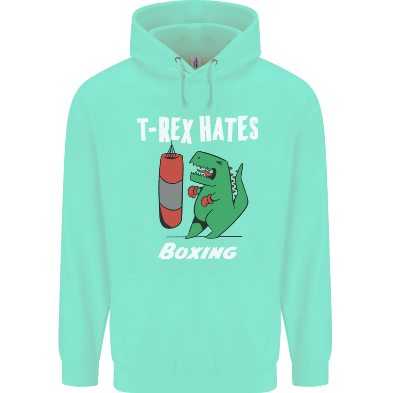 T-Rex Hates Boxing Funny Boxer Sport MMA Childrens Kids Hoodie Peppermint