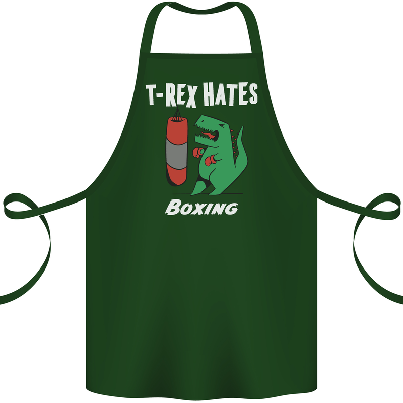T-Rex Hates Boxing Funny Boxer Sport MMA Cotton Apron 100% Organic Forest Green