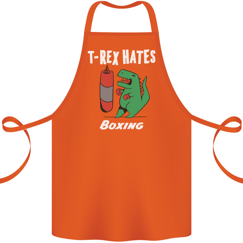 T-Rex Hates Boxing Funny Boxer Sport MMA Cotton Apron 100% Organic Orange