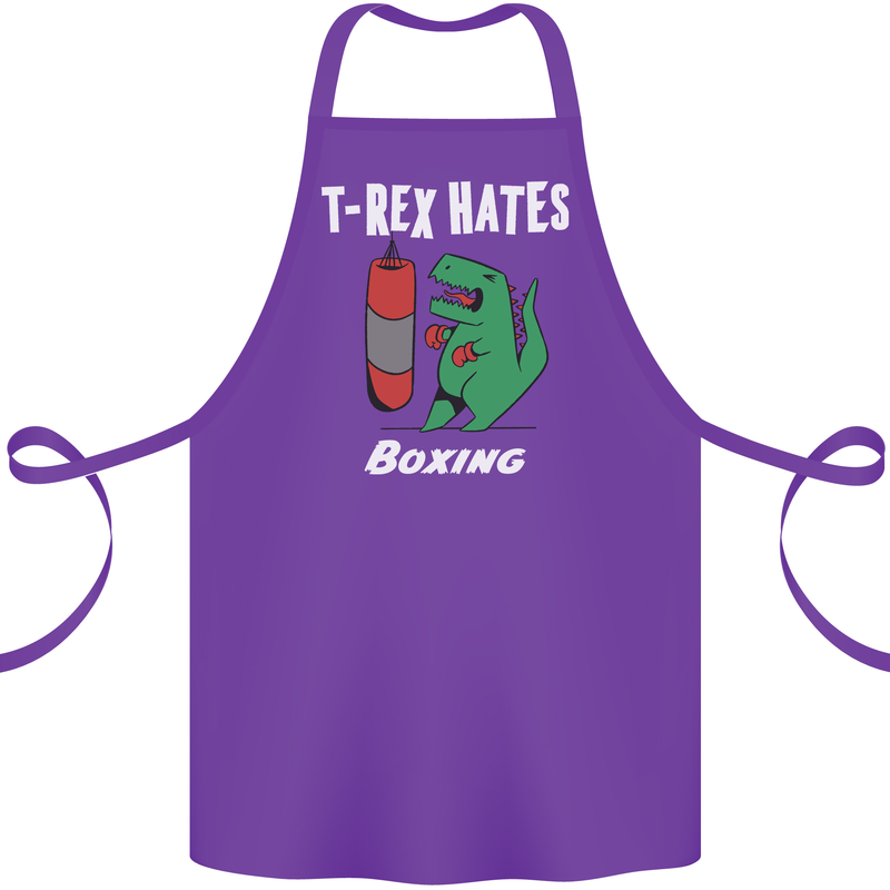 T-Rex Hates Boxing Funny Boxer Sport MMA Cotton Apron 100% Organic Purple