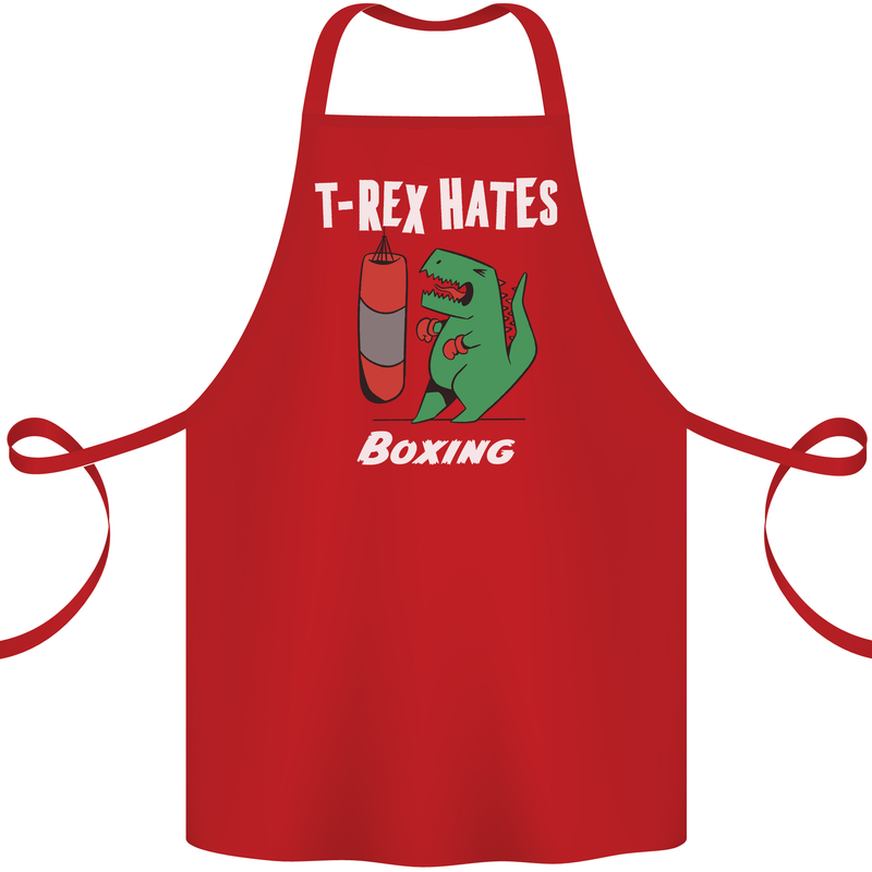 T-Rex Hates Boxing Funny Boxer Sport MMA Cotton Apron 100% Organic Red
