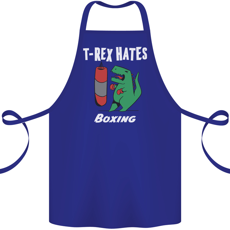 T-Rex Hates Boxing Funny Boxer Sport MMA Cotton Apron 100% Organic Royal Blue