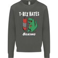 T-Rex Hates Boxing Funny Boxer Sport MMA Kids Sweatshirt Jumper Storm Grey