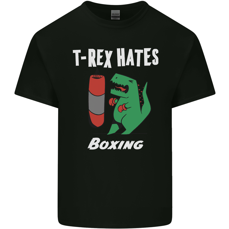 T-Rex Hates Boxing Funny Boxer Sport MMA Kids T-Shirt Childrens Black