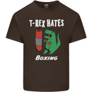 T-Rex Hates Boxing Funny Boxer Sport MMA Kids T-Shirt Childrens Chocolate