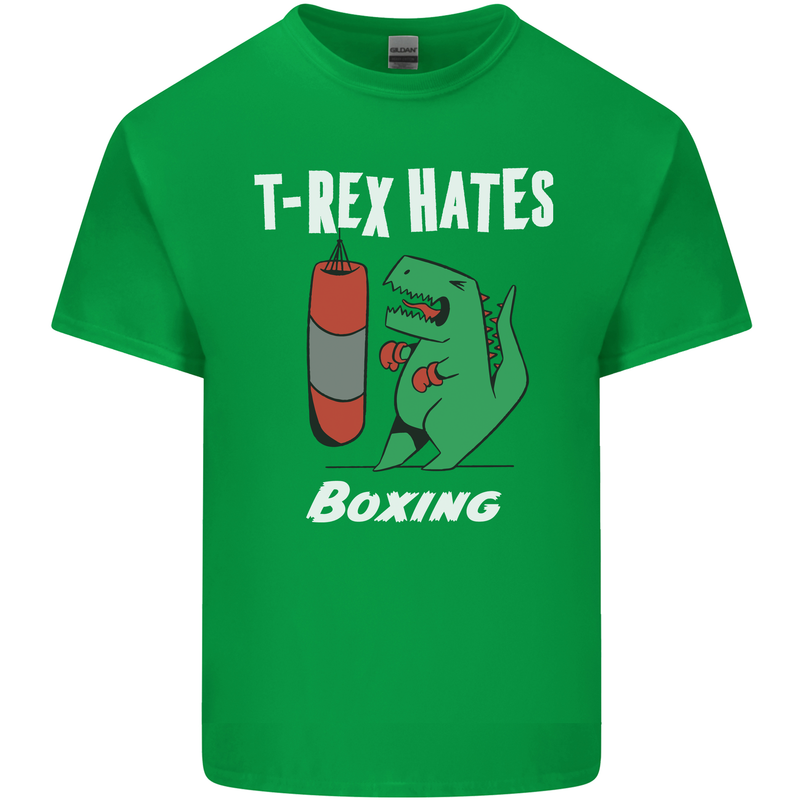 T-Rex Hates Boxing Funny Boxer Sport MMA Kids T-Shirt Childrens Irish Green