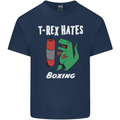 T-Rex Hates Boxing Funny Boxer Sport MMA Kids T-Shirt Childrens Navy Blue
