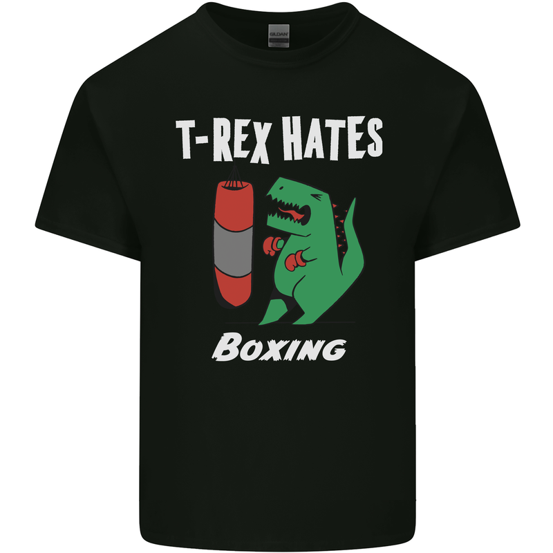 T-Rex Hates Boxing Funny Boxer Sport MMA Mens Cotton T-Shirt Tee Top Black