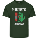 T-Rex Hates Boxing Funny Boxer Sport MMA Mens Cotton T-Shirt Tee Top Forest Green