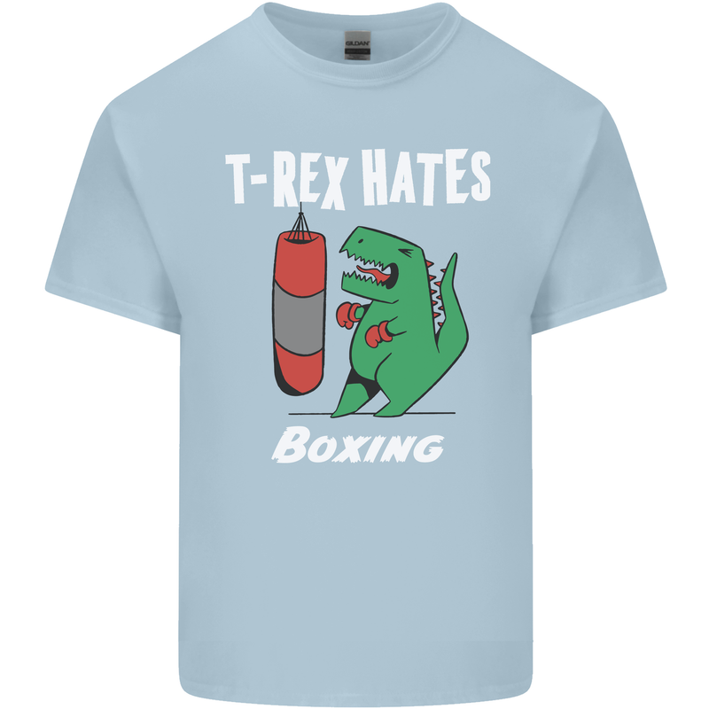 T-Rex Hates Boxing Funny Boxer Sport MMA Mens Cotton T-Shirt Tee Top Light Blue