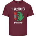 T-Rex Hates Boxing Funny Boxer Sport MMA Mens Cotton T-Shirt Tee Top Maroon