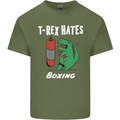T-Rex Hates Boxing Funny Boxer Sport MMA Mens Cotton T-Shirt Tee Top Military Green