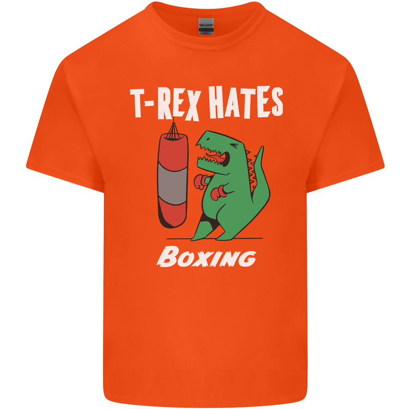 T-Rex Hates Boxing Funny Boxer Sport MMA Mens Cotton T-Shirt Tee Top Orange