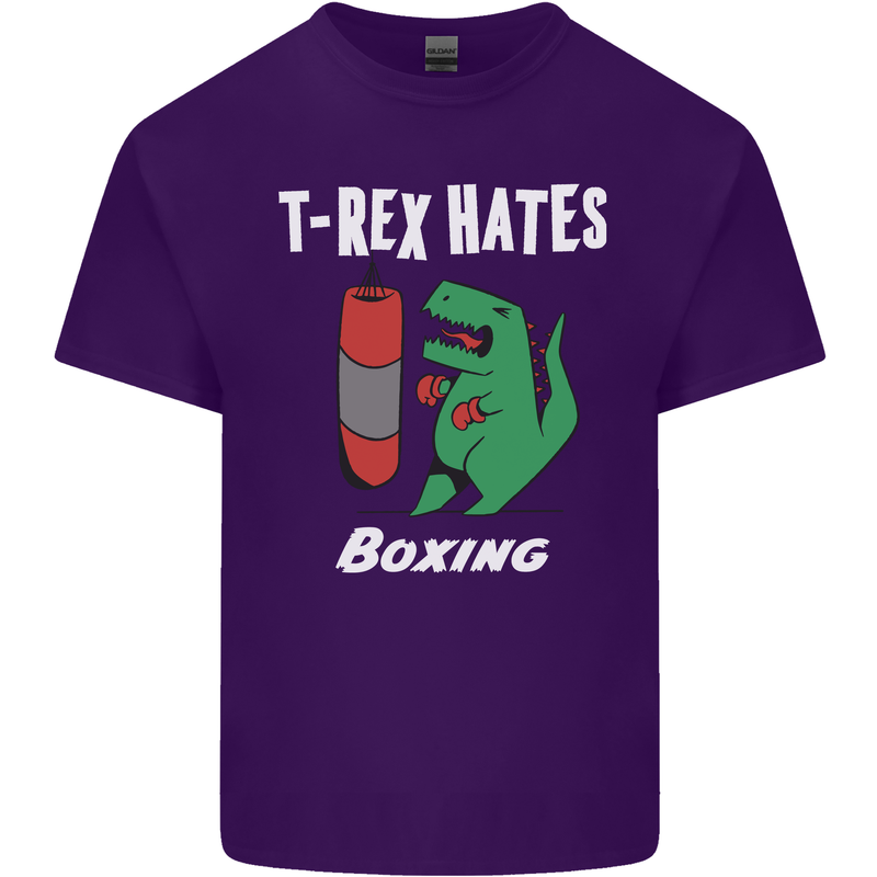 T-Rex Hates Boxing Funny Boxer Sport MMA Mens Cotton T-Shirt Tee Top Purple