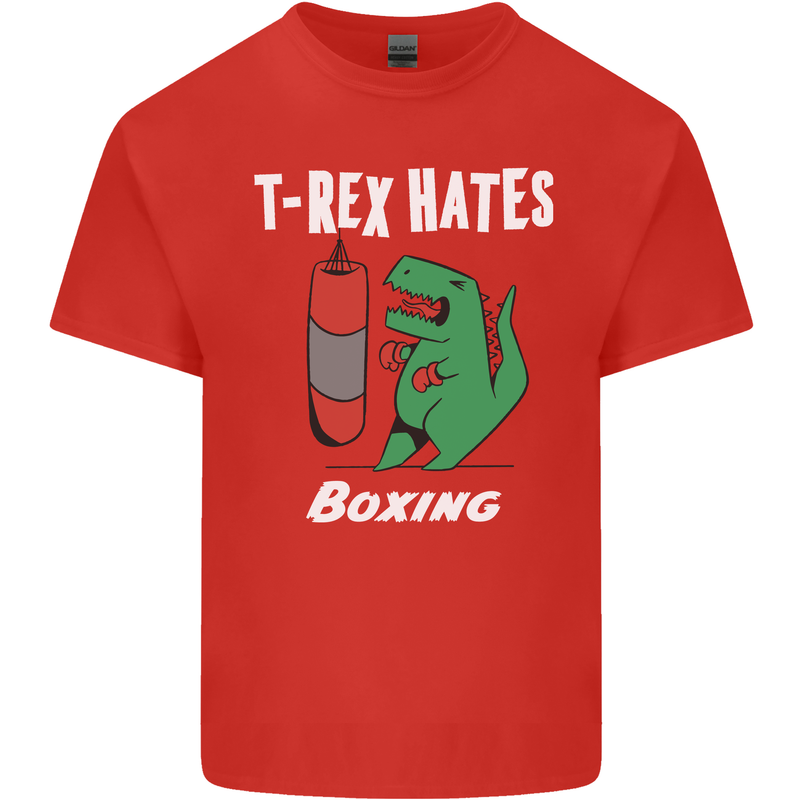 T-Rex Hates Boxing Funny Boxer Sport MMA Mens Cotton T-Shirt Tee Top Red