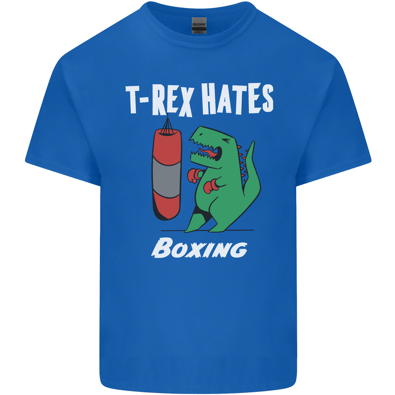 T-Rex Hates Boxing Funny Boxer Sport MMA Mens Cotton T-Shirt Tee Top Royal Blue