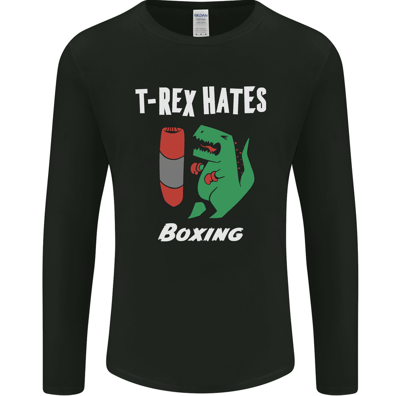 T-Rex Hates Boxing Funny Boxer Sport MMA Mens Long Sleeve T-Shirt Black
