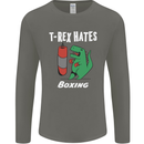 T-Rex Hates Boxing Funny Boxer Sport MMA Mens Long Sleeve T-Shirt Charcoal