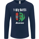 T-Rex Hates Boxing Funny Boxer Sport MMA Mens Long Sleeve T-Shirt Navy Blue